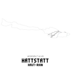 HATTSTATT Haut-Rhin. Minimalistic street map with black and white lines.