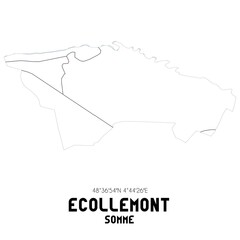 ECOLLEMONT Somme. Minimalistic street map with black and white lines.