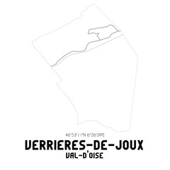 VERRIERES-DE-JOUX Val-d'Oise. Minimalistic street map with black and white lines.