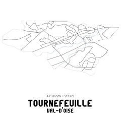 TOURNEFEUILLE Val-d'Oise. Minimalistic street map with black and white lines.