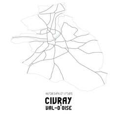 CIVRAY Val-d'Oise. Minimalistic street map with black and white lines.