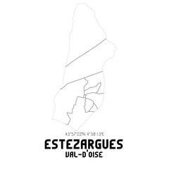 ESTEZARGUES Val-d'Oise. Minimalistic street map with black and white lines.