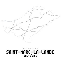 SAINT-MARC-LA-LANDE Val-d'Oise. Minimalistic street map with black and white lines.