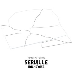 SERVILLE Val-d'Oise. Minimalistic street map with black and white lines.