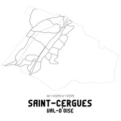 SAINT-CERGUES Val-d'Oise. Minimalistic street map with black and white lines.