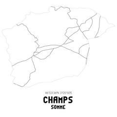 CHAMPS Somme. Minimalistic street map with black and white lines.