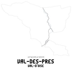 VAL-DES-PRES Val-d'Oise. Minimalistic street map with black and white lines.