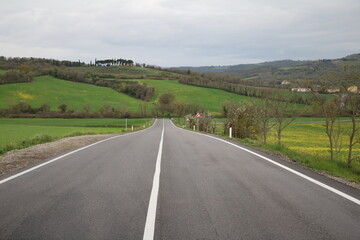 Road through Tuscany in spring, Italy