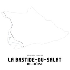 LA BASTIDE-DU-SALAT Val-d'Oise. Minimalistic street map with black and white lines.