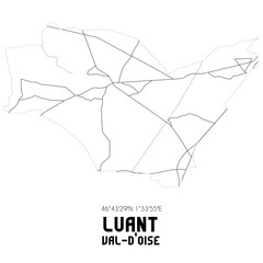 LUANT Val-d'Oise. Minimalistic street map with black and white lines.