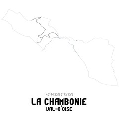 LA CHAMBONIE Val-d'Oise. Minimalistic street map with black and white lines.