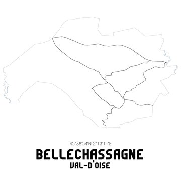 BELLECHASSAGNE Val-d'Oise. Minimalistic street map with black and white lines.