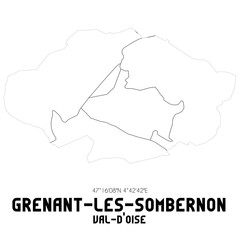 GRENANT-LES-SOMBERNON Val-d'Oise. Minimalistic street map with black and white lines.