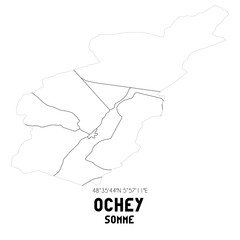 OCHEY Somme. Minimalistic street map with black and white lines.