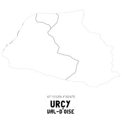 URCY Val-d'Oise. Minimalistic street map with black and white lines.