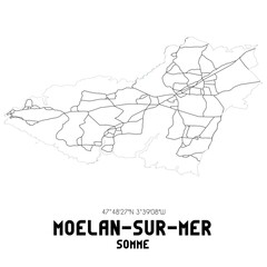 MOELAN-SUR-MER Somme. Minimalistic street map with black and white lines.
