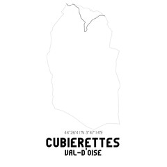 CUBIERETTES Val-d'Oise. Minimalistic street map with black and white lines.