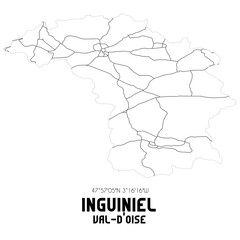 INGUINIEL Val-d'Oise. Minimalistic street map with black and white lines.