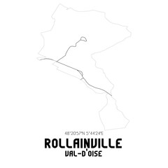 ROLLAINVILLE Val-d'Oise. Minimalistic street map with black and white lines.