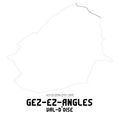 GEZ-EZ-ANGLES Val-d'Oise. Minimalistic street map with black and white lines.