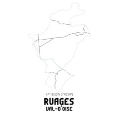 RUAGES Val-d'Oise. Minimalistic street map with black and white lines.