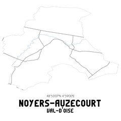 NOYERS-AUZECOURT Val-d'Oise. Minimalistic street map with black and white lines.