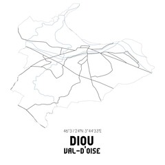 DIOU Val-d'Oise. Minimalistic street map with black and white lines.