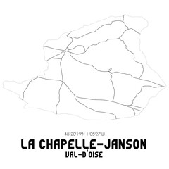 LA CHAPELLE-JANSON Val-d'Oise. Minimalistic street map with black and white lines.