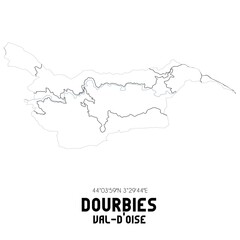 DOURBIES Val-d'Oise. Minimalistic street map with black and white lines.