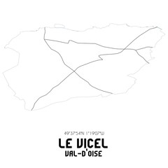 LE VICEL Val-d'Oise. Minimalistic street map with black and white lines.