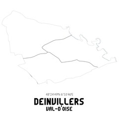 DEINVILLERS Val-d'Oise. Minimalistic street map with black and white lines.