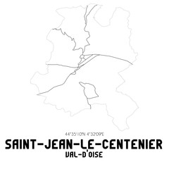 SAINT-JEAN-LE-CENTENIER Val-d'Oise. Minimalistic street map with black and white lines.