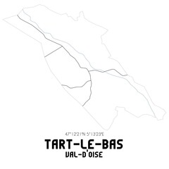 TART-LE-BAS Val-d'Oise. Minimalistic street map with black and white lines.
