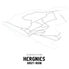HERGNIES Haut-Rhin. Minimalistic street map with black and white lines.