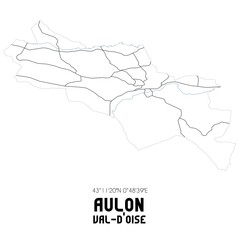 AULON Val-d'Oise. Minimalistic street map with black and white lines.