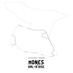 MONES Val-d'Oise. Minimalistic street map with black and white lines.