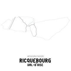 RICQUEBOURG Val-d'Oise. Minimalistic street map with black and white lines.