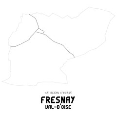 FRESNAY Val-d'Oise. Minimalistic street map with black and white lines.