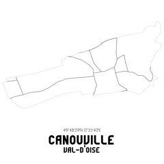 CANOUVILLE Val-d'Oise. Minimalistic street map with black and white lines.