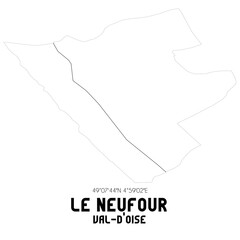 LE NEUFOUR Val-d'Oise. Minimalistic street map with black and white lines.