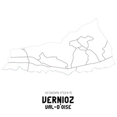 VERNIOZ Val-d'Oise. Minimalistic street map with black and white lines.