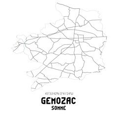 GEMOZAC Somme. Minimalistic street map with black and white lines.