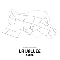 LA VALLEE Somme. Minimalistic street map with black and white lines.