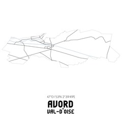 AVORD Val-d'Oise. Minimalistic street map with black and white lines.