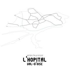 L'HOPITAL Val-d'Oise. Minimalistic street map with black and white lines.