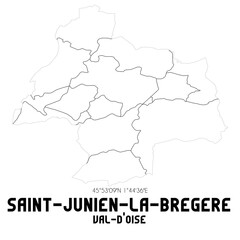 SAINT-JUNIEN-LA-BREGERE Val-d'Oise. Minimalistic street map with black and white lines.