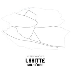 LAHITTE Val-d'Oise. Minimalistic street map with black and white lines.