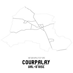 COURPALAY Val-d'Oise. Minimalistic street map with black and white lines.