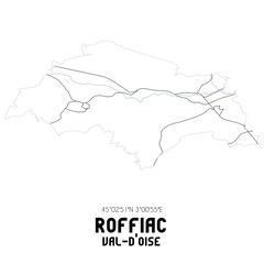 ROFFIAC Val-d'Oise. Minimalistic street map with black and white lines.