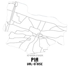 PIA Val-d'Oise. Minimalistic street map with black and white lines.